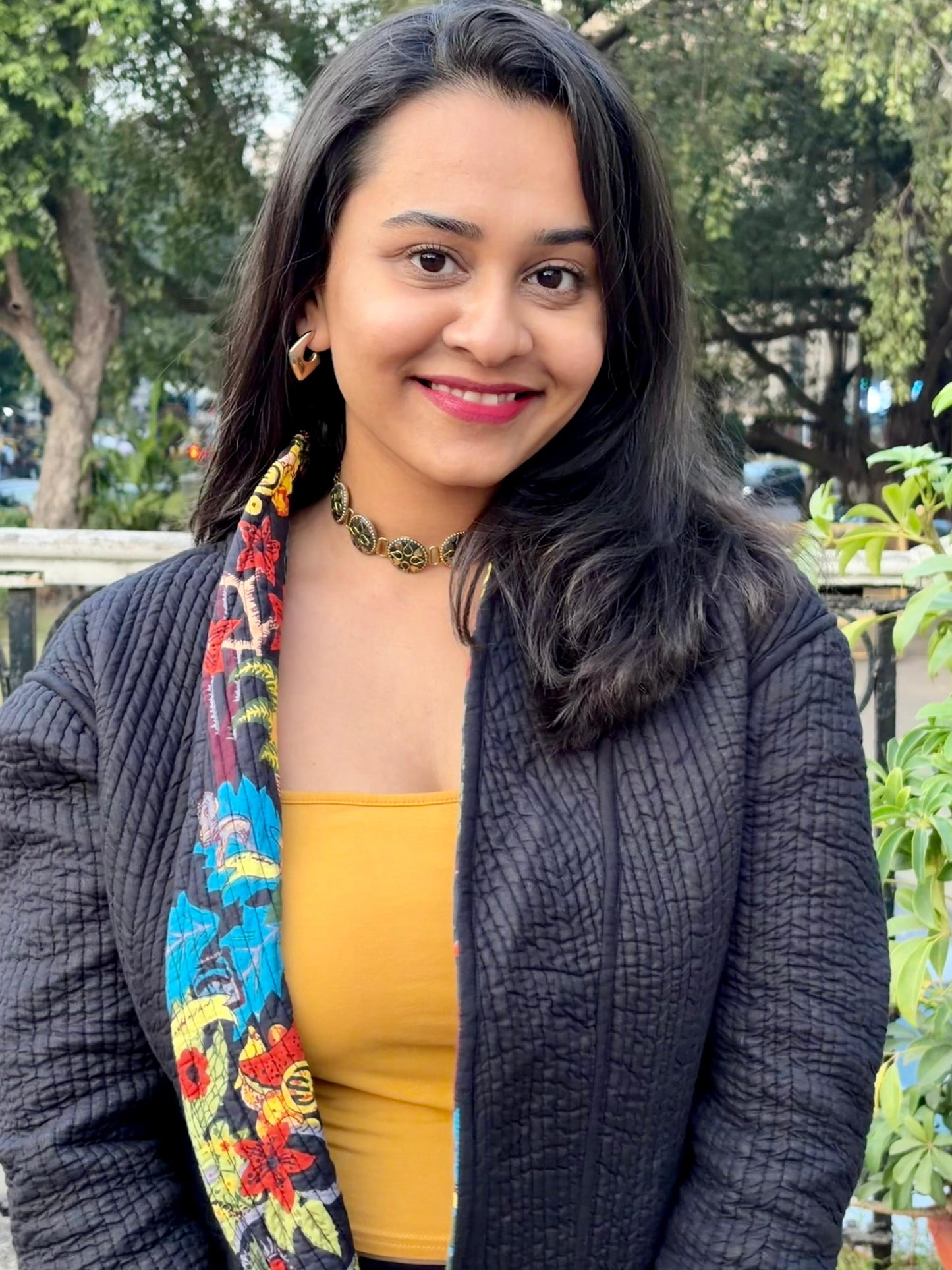 Frida in Black | Reversible Cotton Quilted Jacket