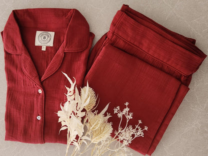 Burgundy | Solid colour PJ set