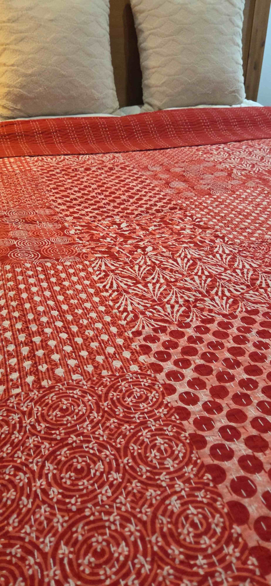 Burnt Orange ~ Kantha Bedspread ~ Queen | King