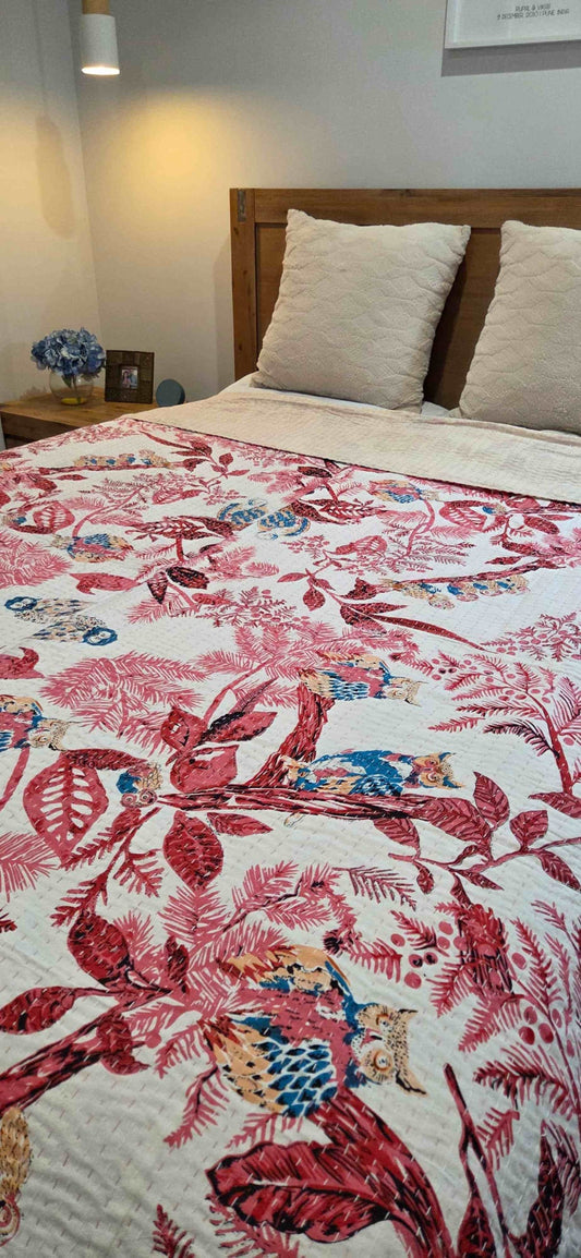 Cherry Blossom ~ Kantha Bedspread ~ Queen | King
