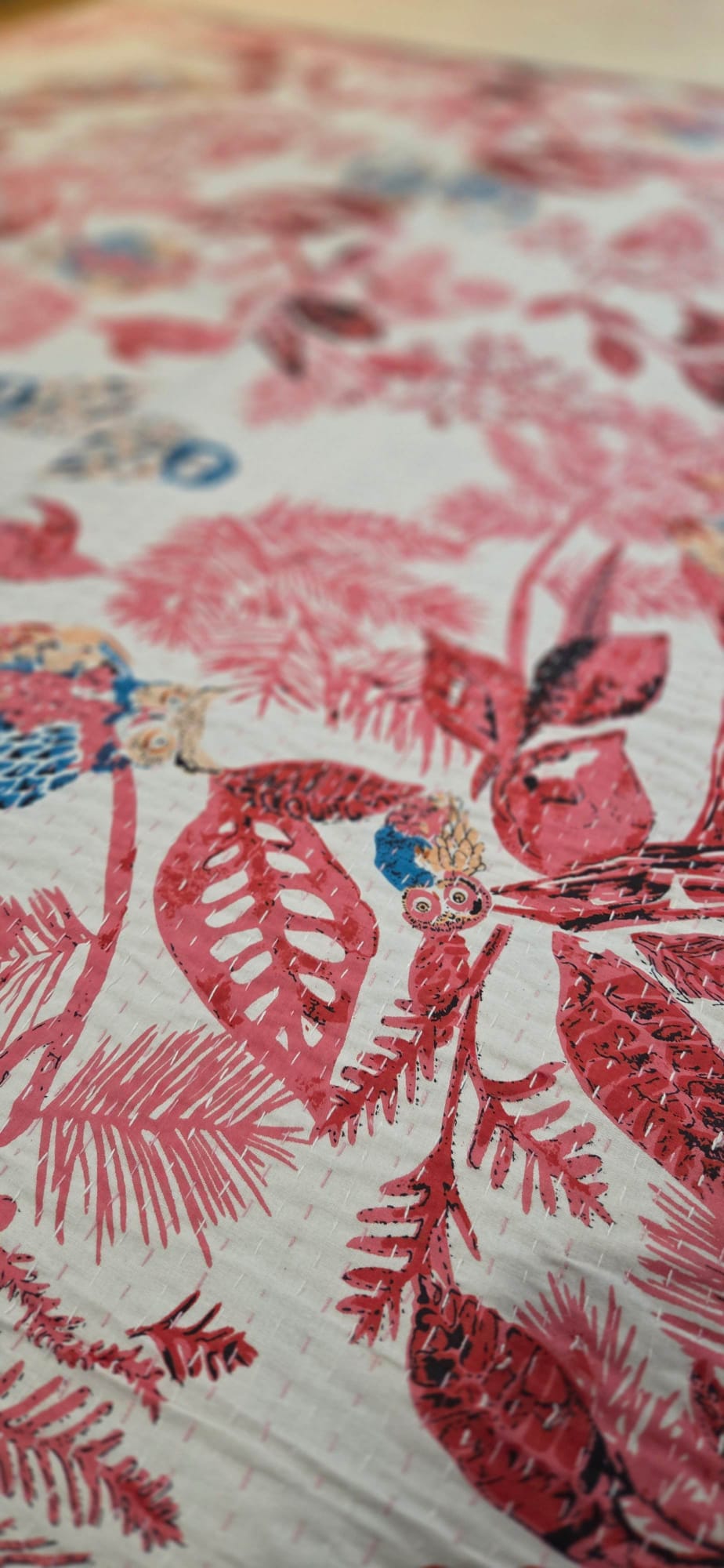 Cherry Blossom ~ Kantha Bedspread ~ Queen | King
