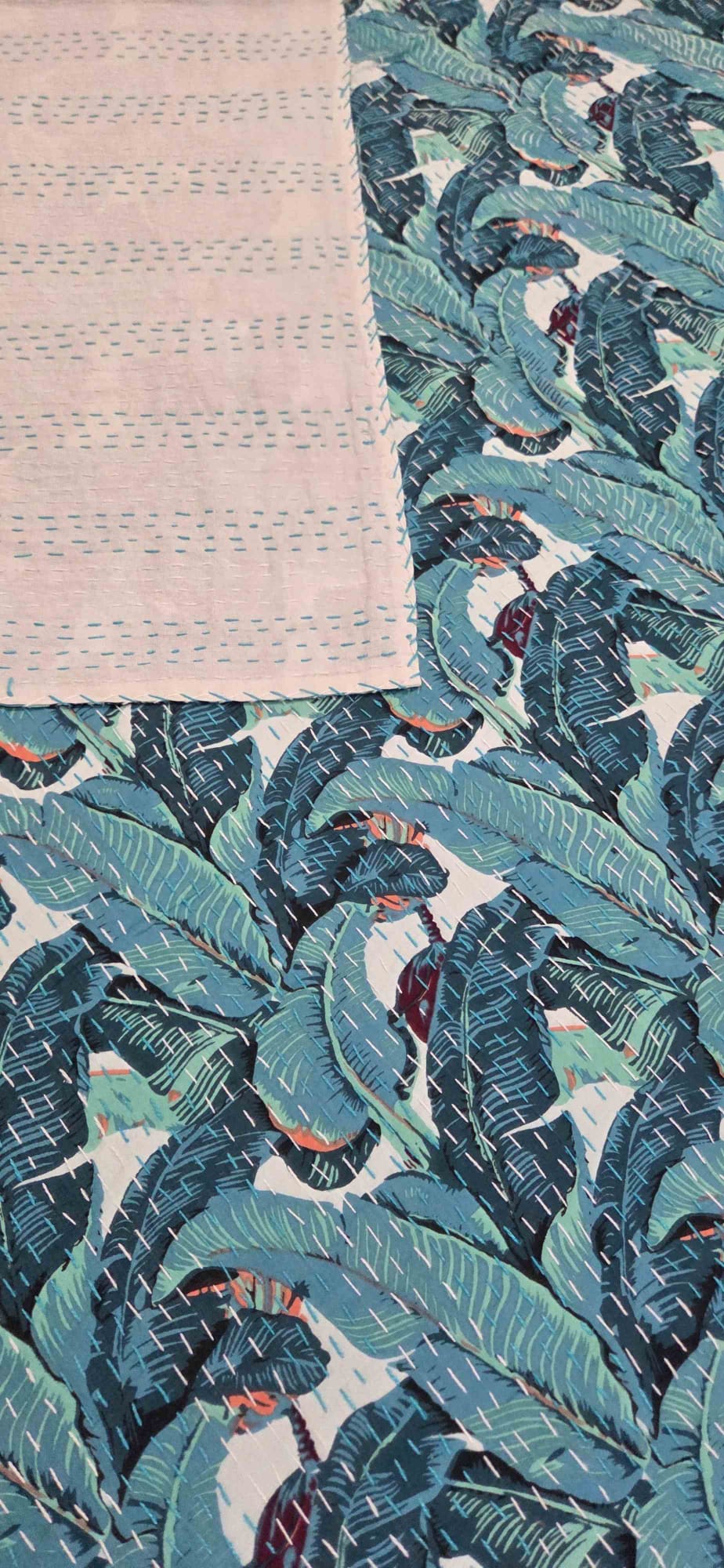 Coastal Lagoon ~ Kantha Bedspread ~ Queen | King