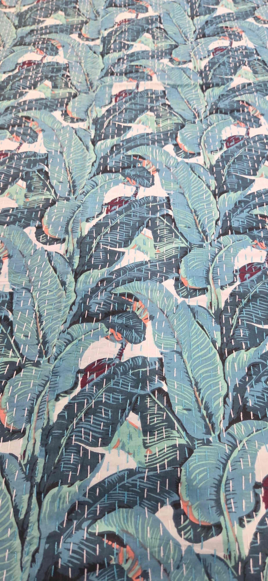 Coastal Lagoon ~ Kantha Bedspread ~ Queen | King