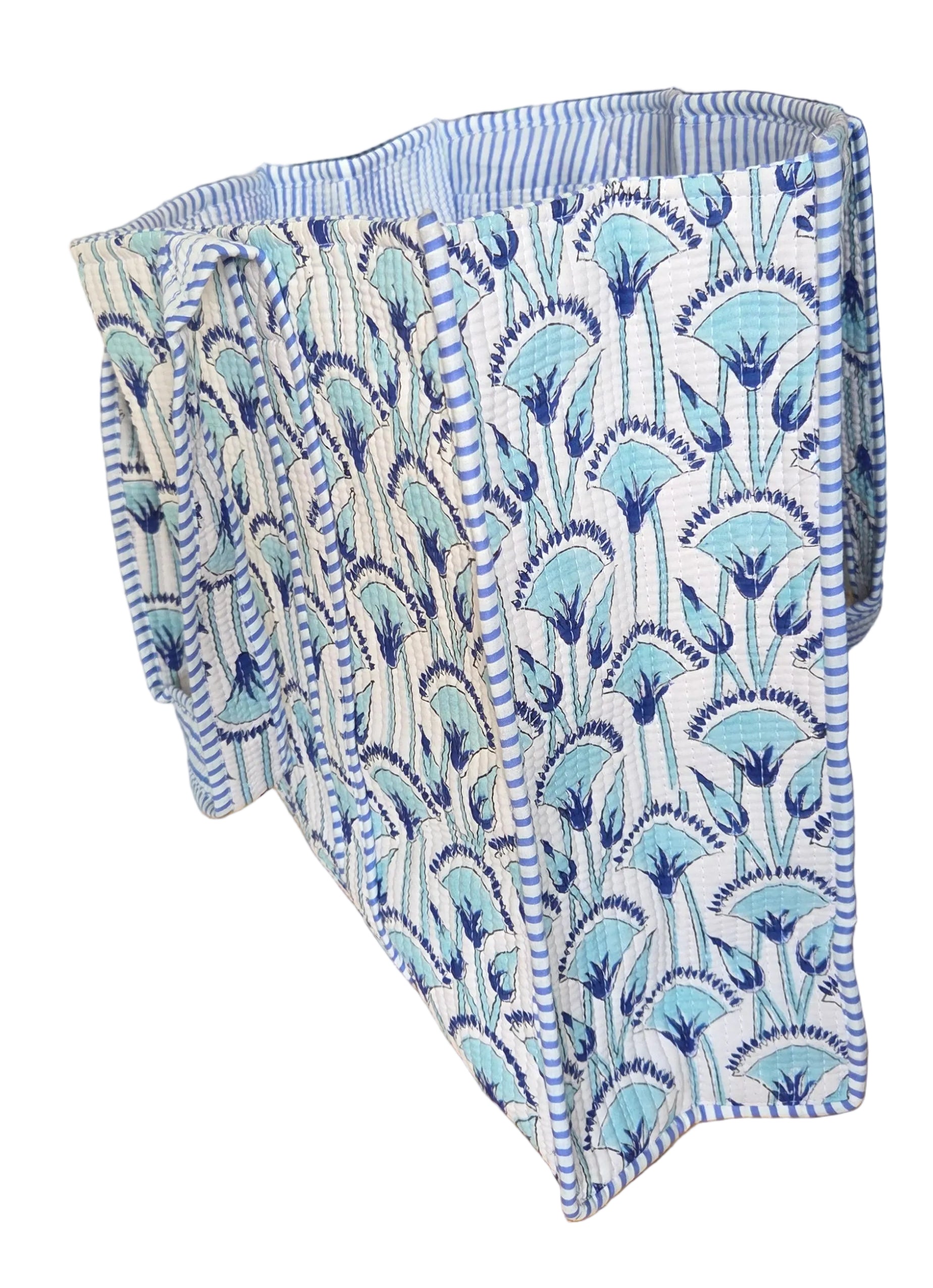 Disha | Blue Shells | Quilted Cotton Reversible Tote