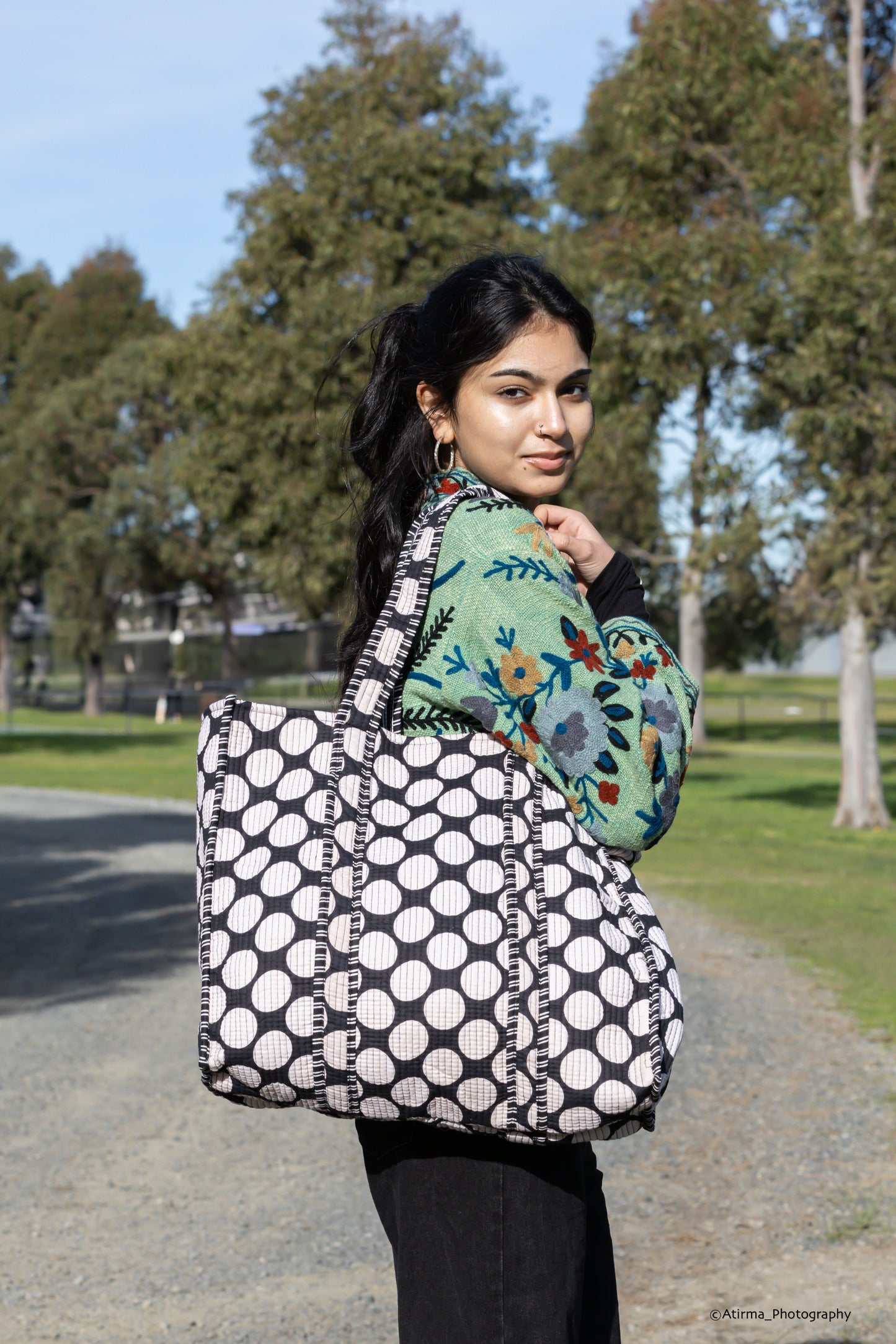 Disha | Circles | Quilted Cotton Tote