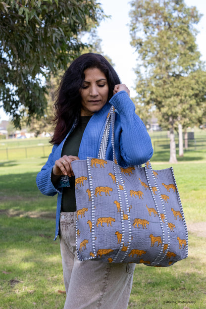 Disha | Tigers | Quilted Cotton Tote