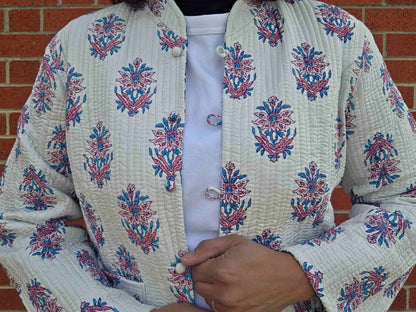 Deepika ~ Floral Chain | Quilted Cotton Reversible Jacket