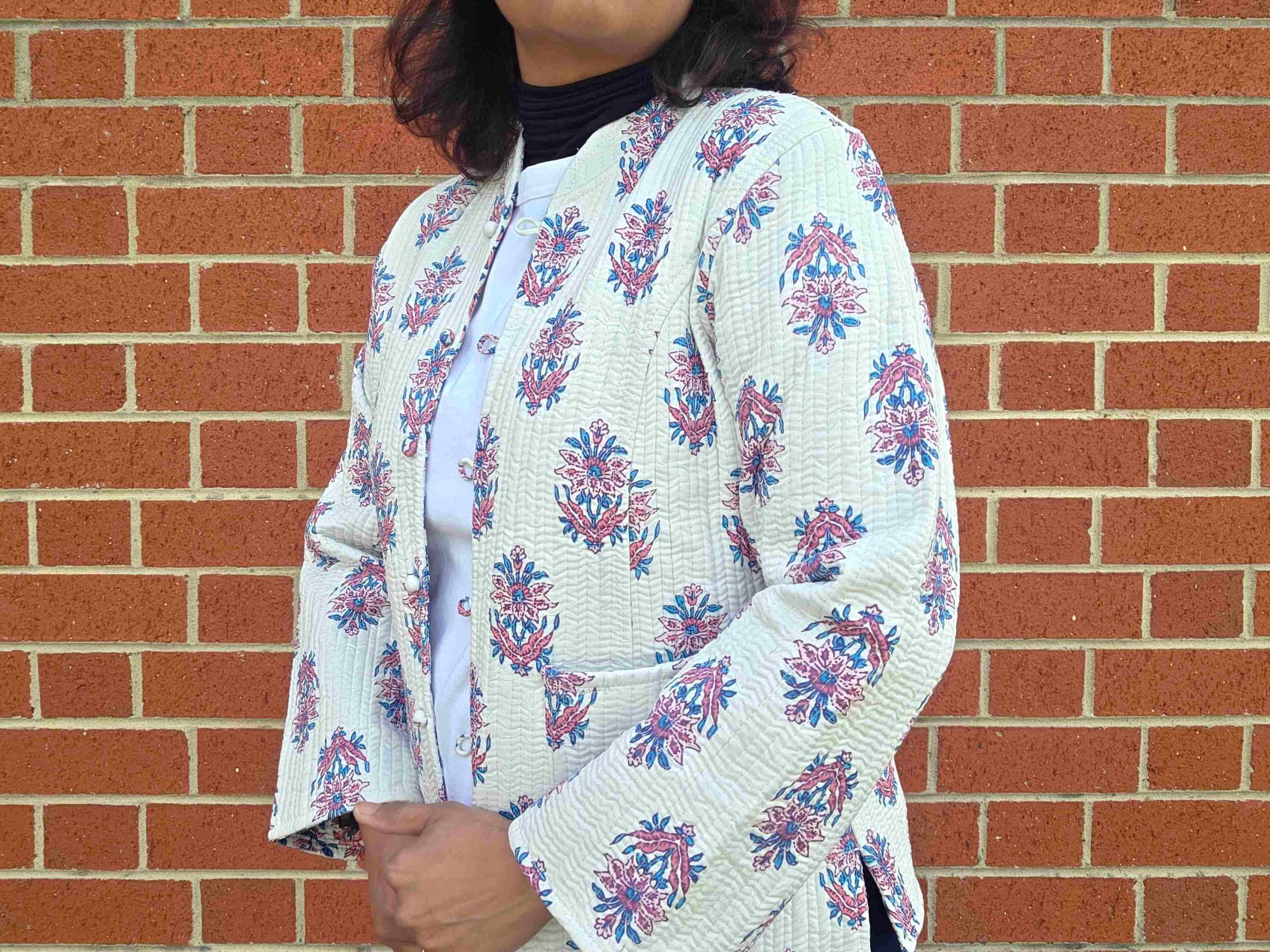 Deepika ~ Floral Chain | Quilted Cotton Reversible Jacket