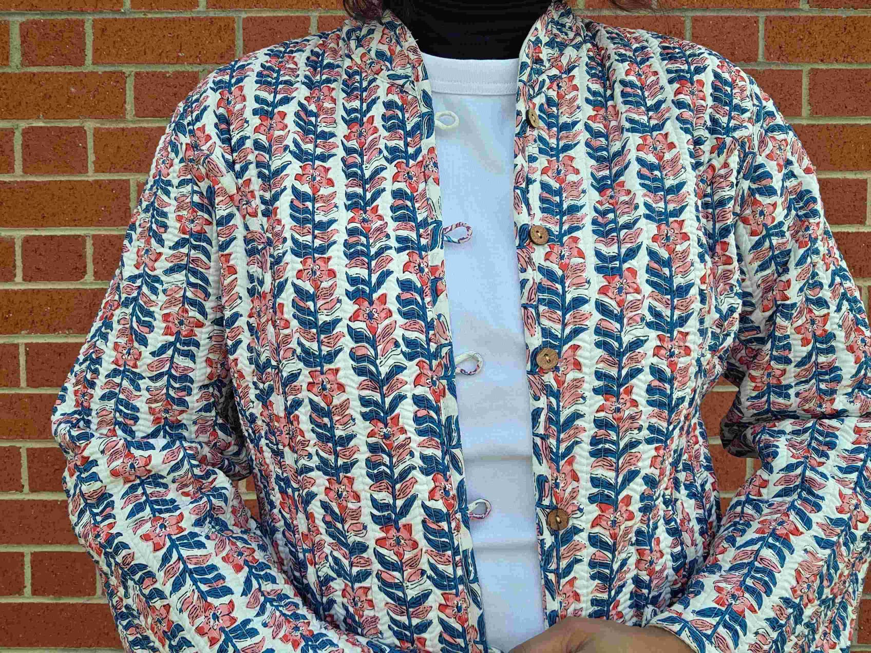 Deepika ~ Floral Chain | Quilted Cotton Reversible Jacket
