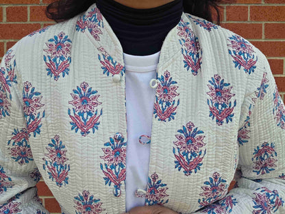 Deepika ~ Floral Chain | Quilted Cotton Reversible Jacket