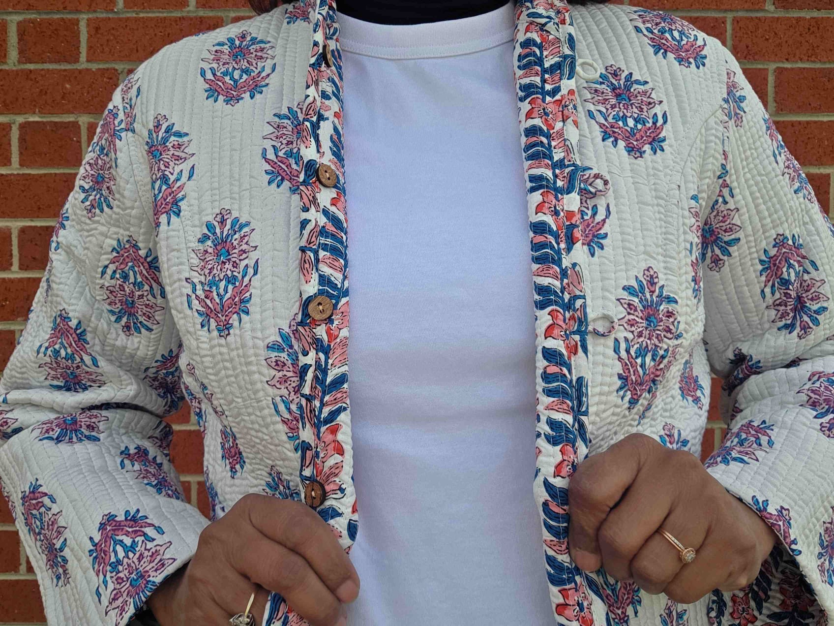 Deepika ~ Floral Chain | Quilted Cotton Reversible Jacket