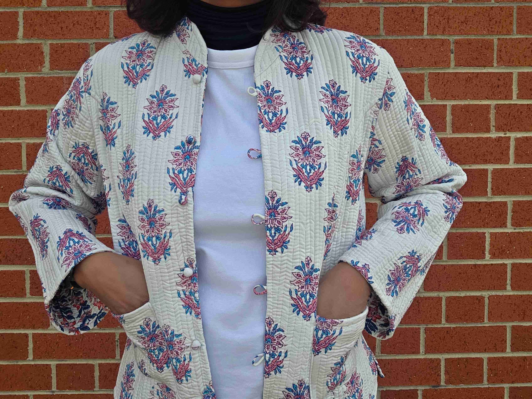 Deepika ~ Floral Chain | Quilted Cotton Reversible Jacket