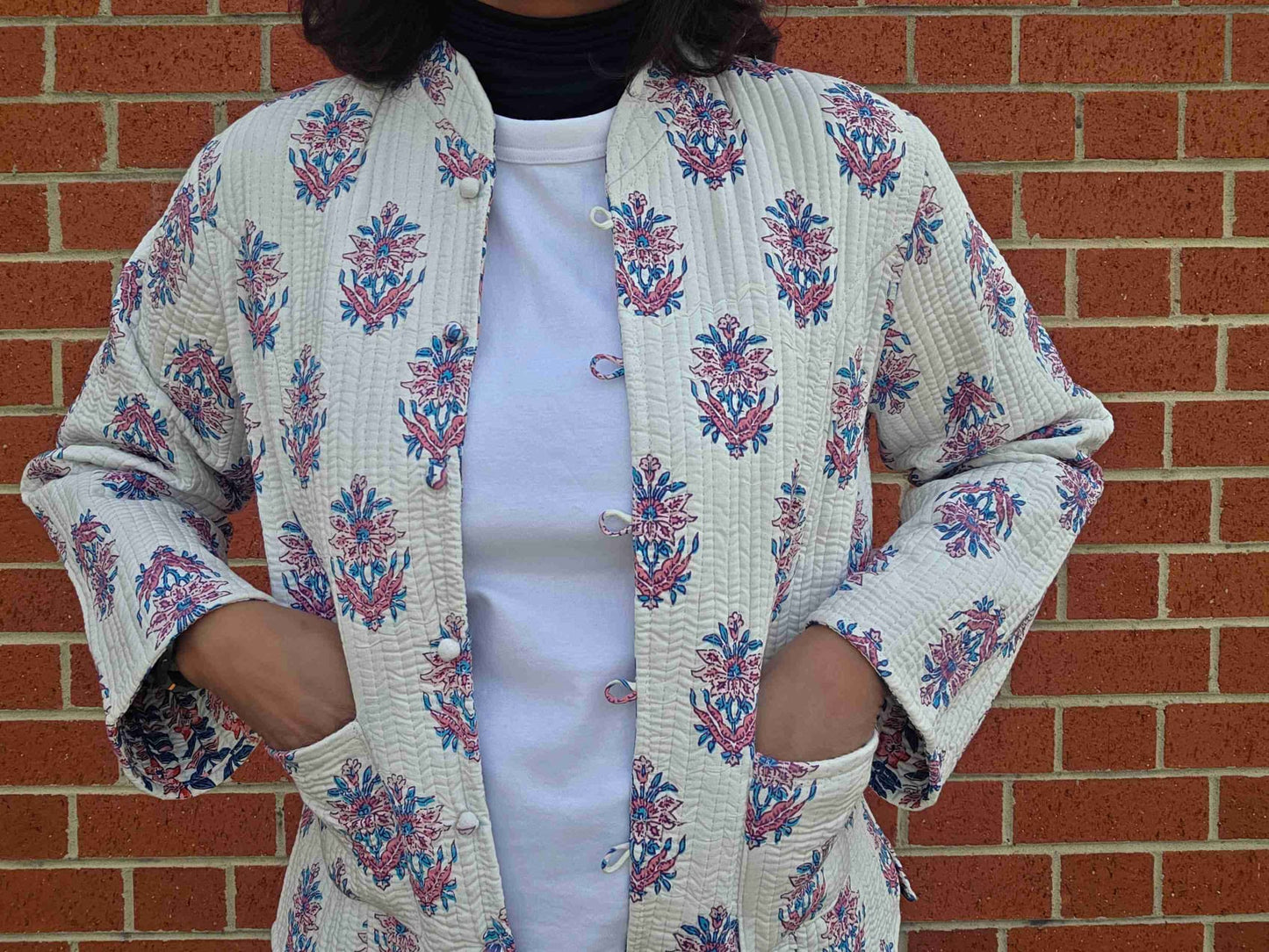 Deepika ~ Floral Chain | Quilted Cotton Reversible Jacket