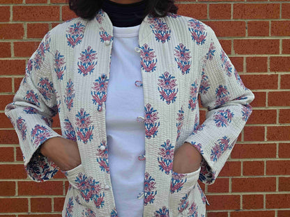 Deepika ~ Floral Chain | Quilted Cotton Reversible Jacket