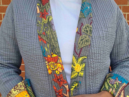 Frida in Grey | Reversible Cotton Quilted Jacket