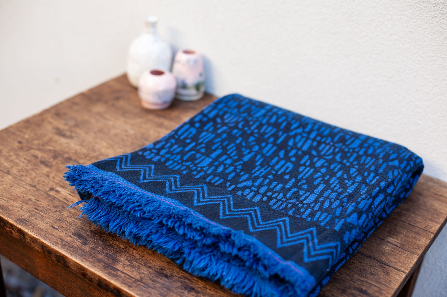 Khadi Throw - Indigo Blue