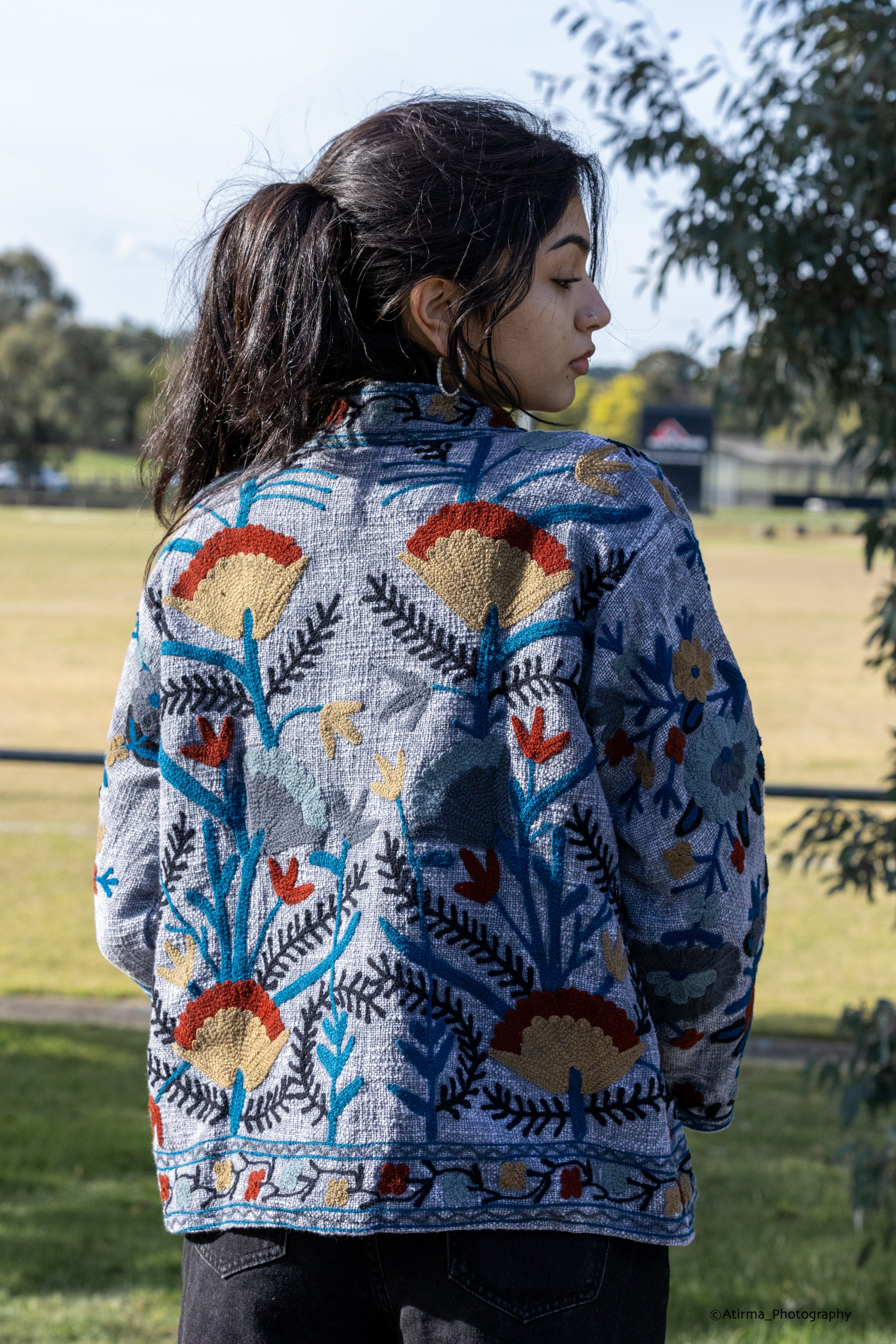 Mudra | Grey Suzani Jacket