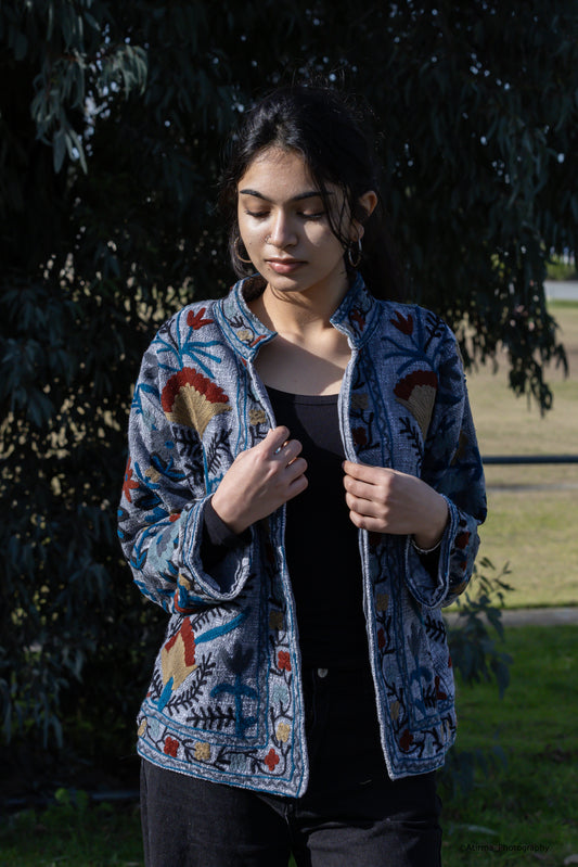 Mudra | Grey Suzani Jacket