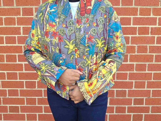 Frida in Grey | Reversible Cotton Quilted Jacket