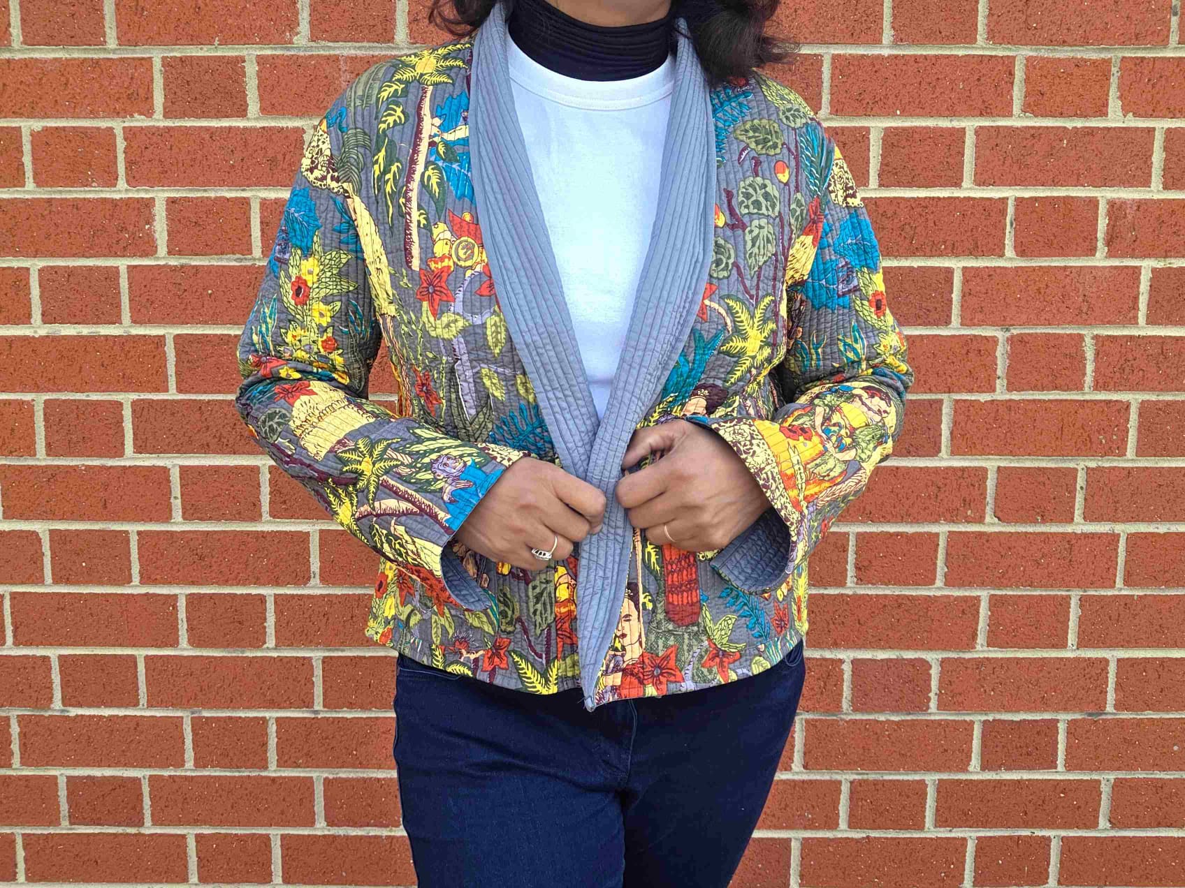Frida in Grey | Reversible Cotton Quilted Jacket