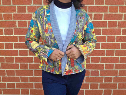 Frida in Grey | Reversible Cotton Quilted Jacket