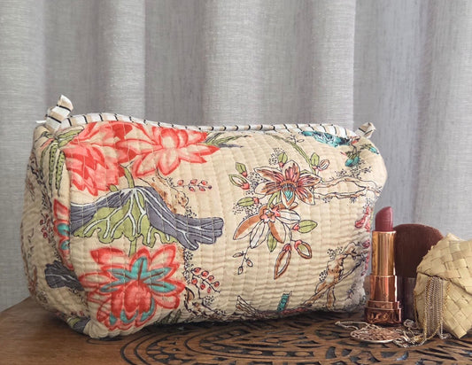 handblock print cosmetics pouch cotton