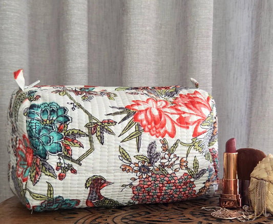 Quilted Cotton Cosmetics Pouch