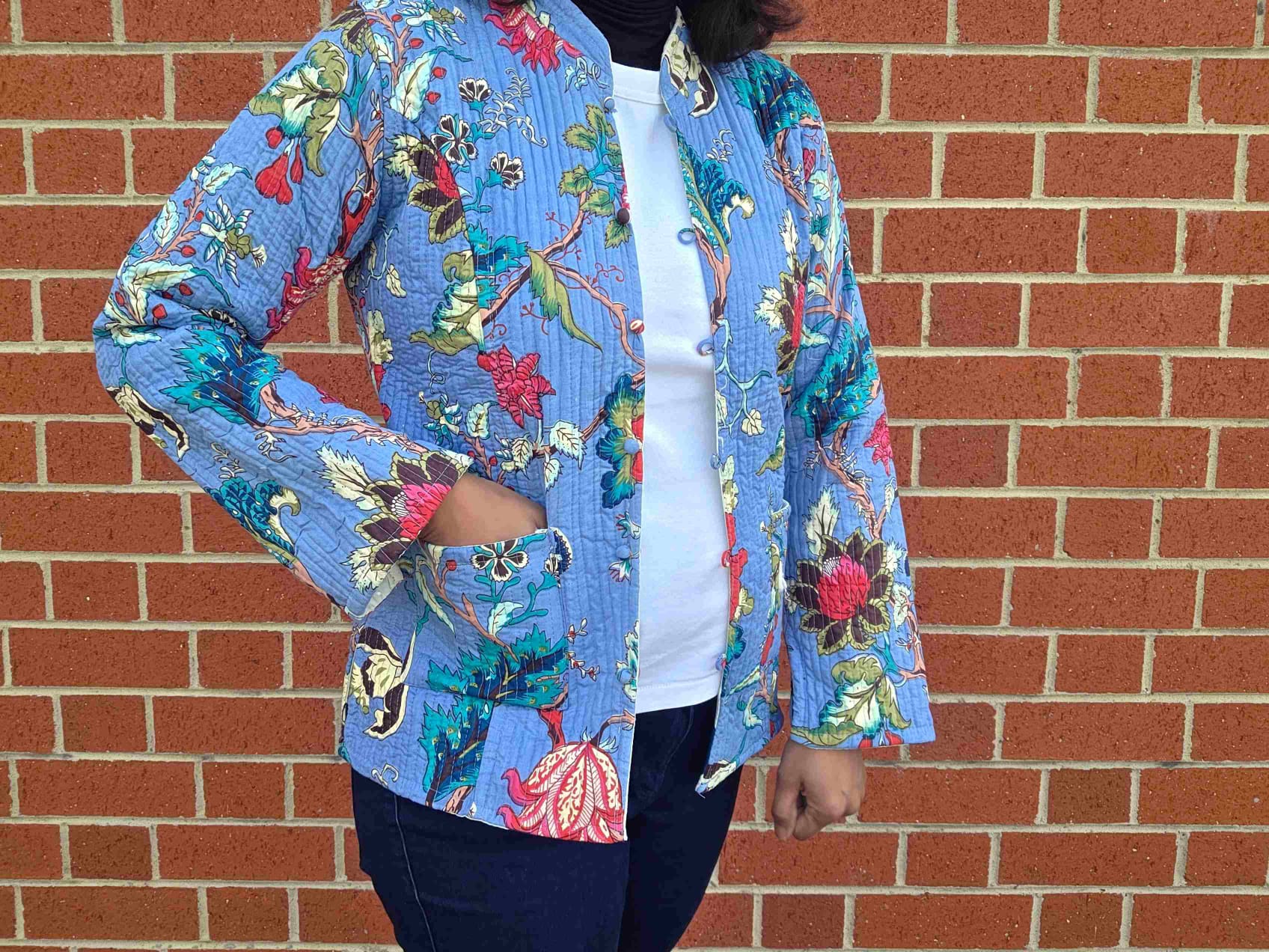 Deepika ~ Branches on Trees | Quilted Cotton Reversible Jacket