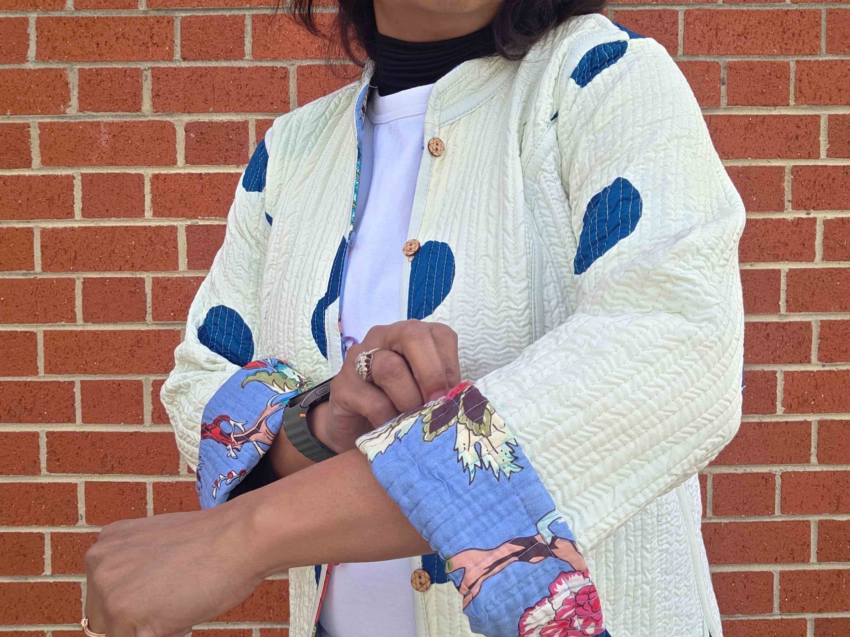 Deepika ~ Branches on Trees | Quilted Cotton Reversible Jacket