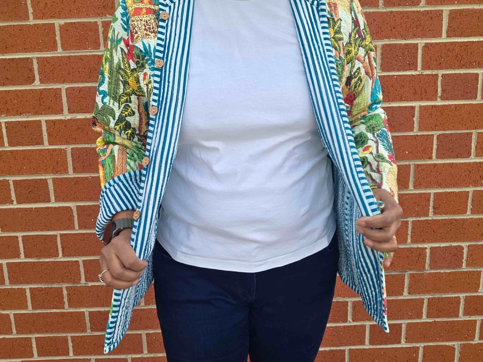 Deepika ~ Frida on white | Quilted Cotton Reversible Jacket