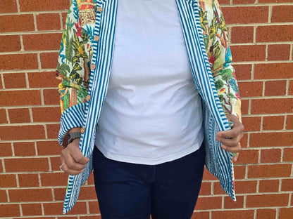 Deepika ~ Frida on white | Quilted Cotton Reversible Jacket