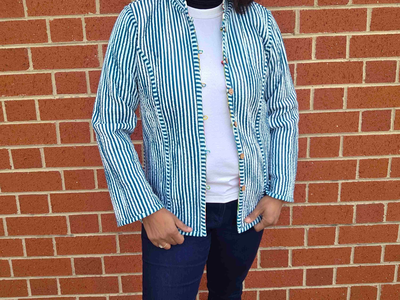 Deepika ~ Frida on white | Quilted Cotton Reversible Jacket