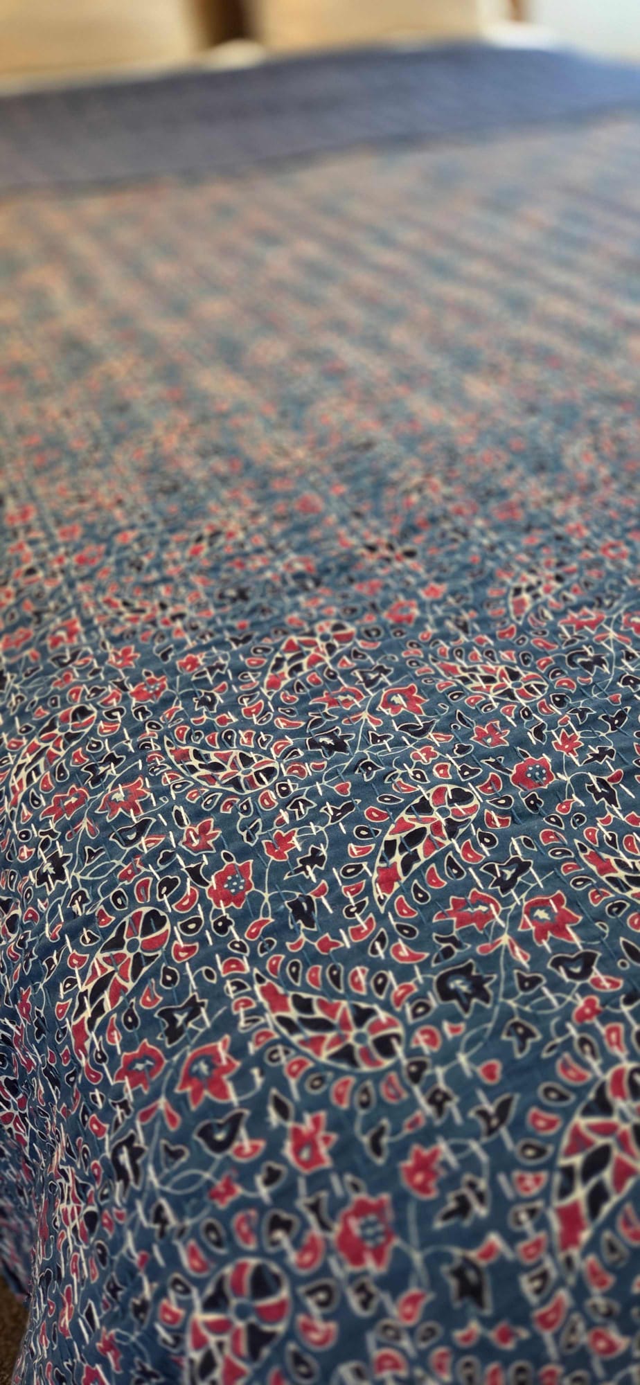 Indigo Ajrakh ~ Kantha Bedspread ~ Queen | King
