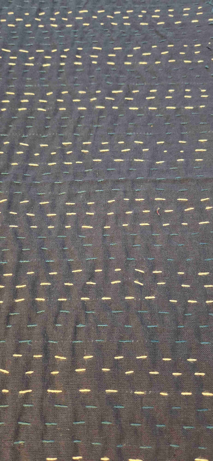 Indigo Ajrakh ~ Kantha Bedspread ~ Queen | King