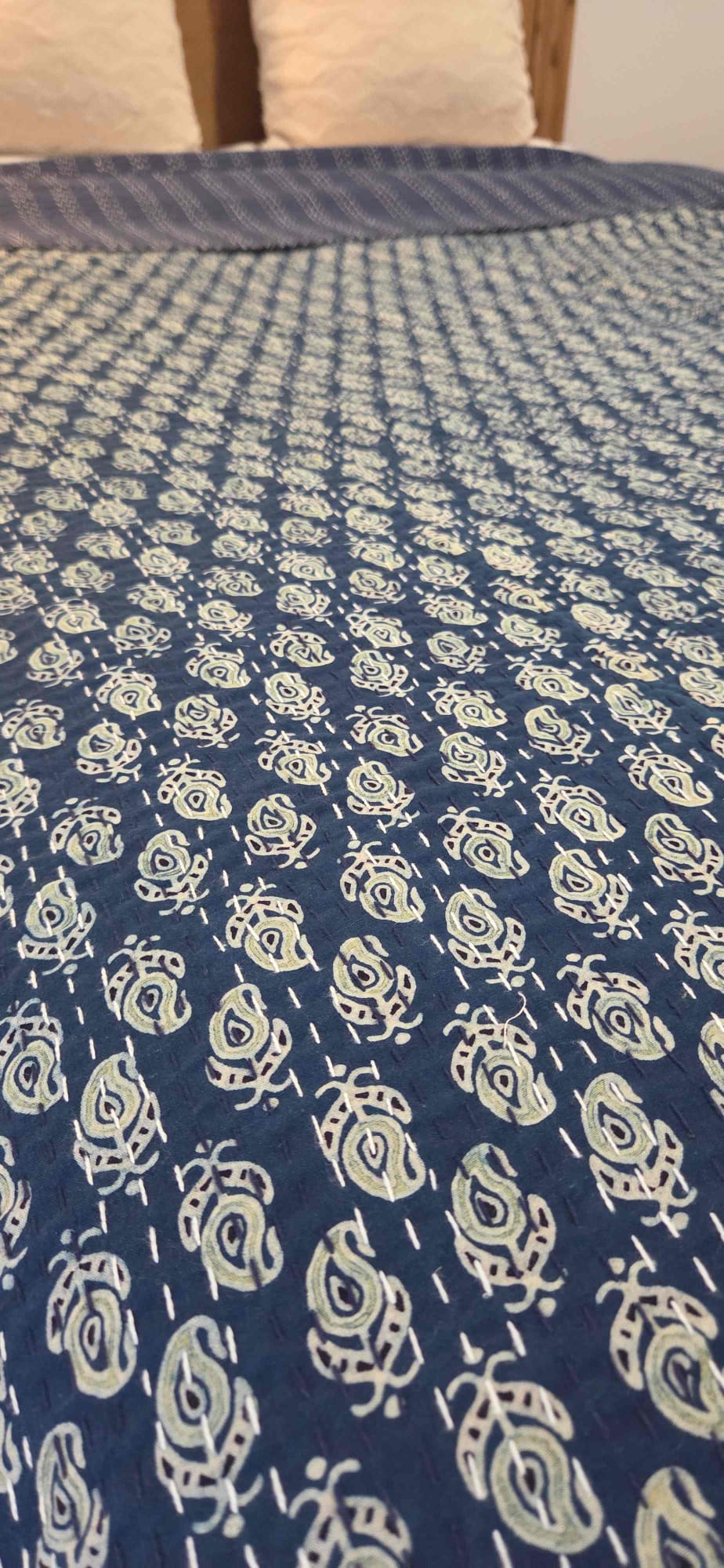 Indigo Boota ~ Kantha Bedspread ~ Queen | King