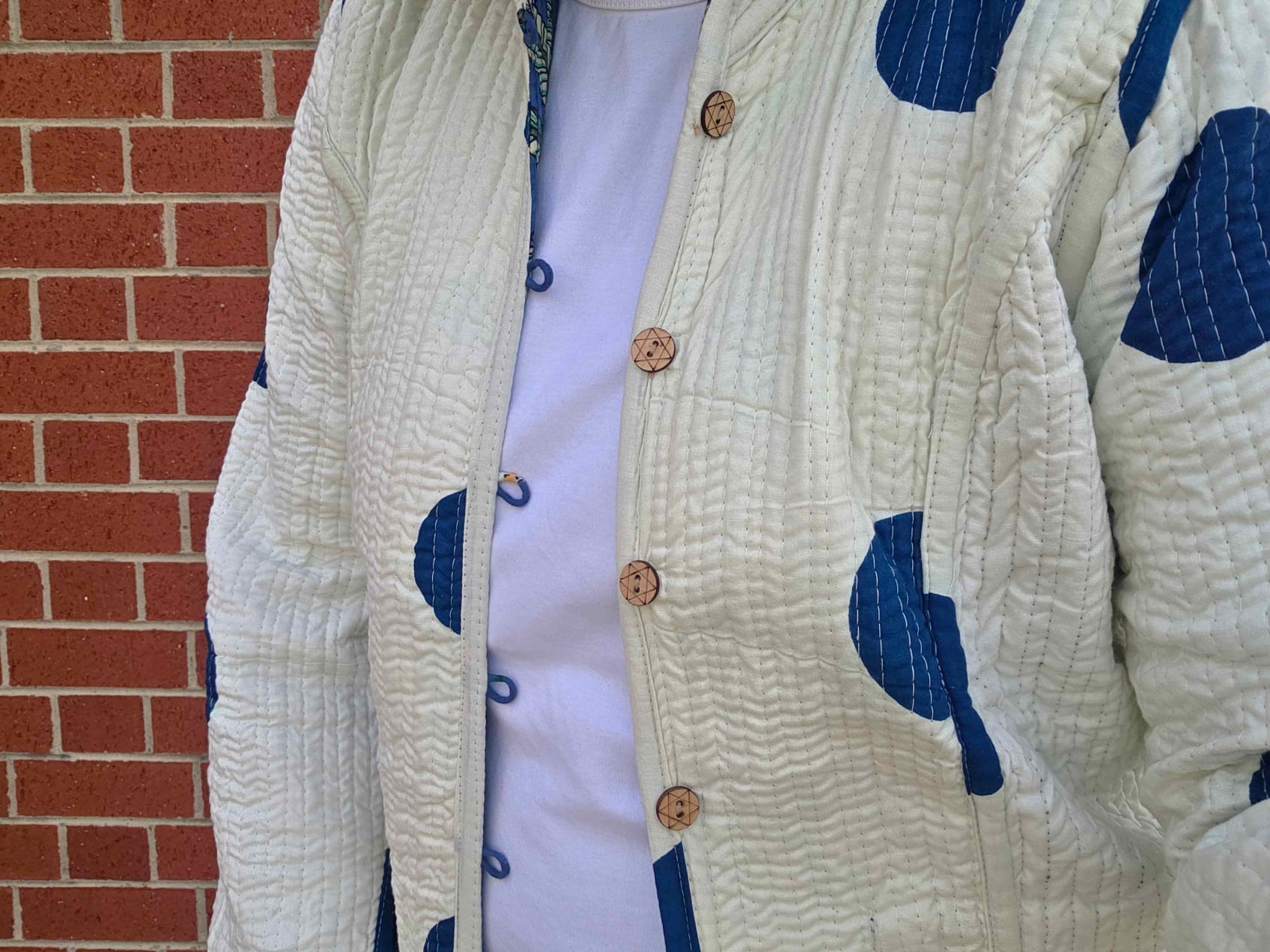 Deepika ~ Jungle Blue | Quilted Cotton Reversible Jacket