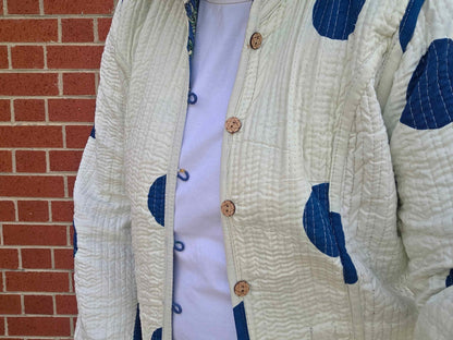 Deepika ~ Jungle Blue | Quilted Cotton Reversible Jacket