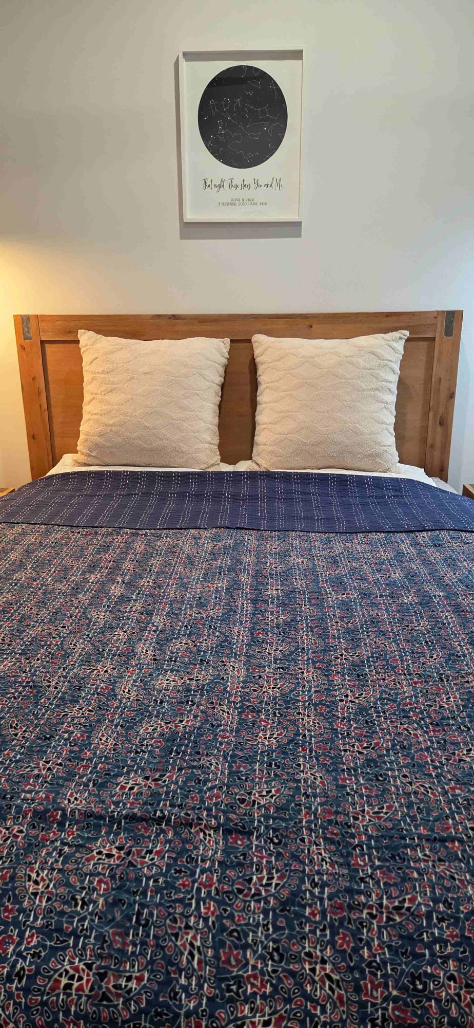 Indigo Ajrakh ~ Kantha Bedspread ~ Queen | King