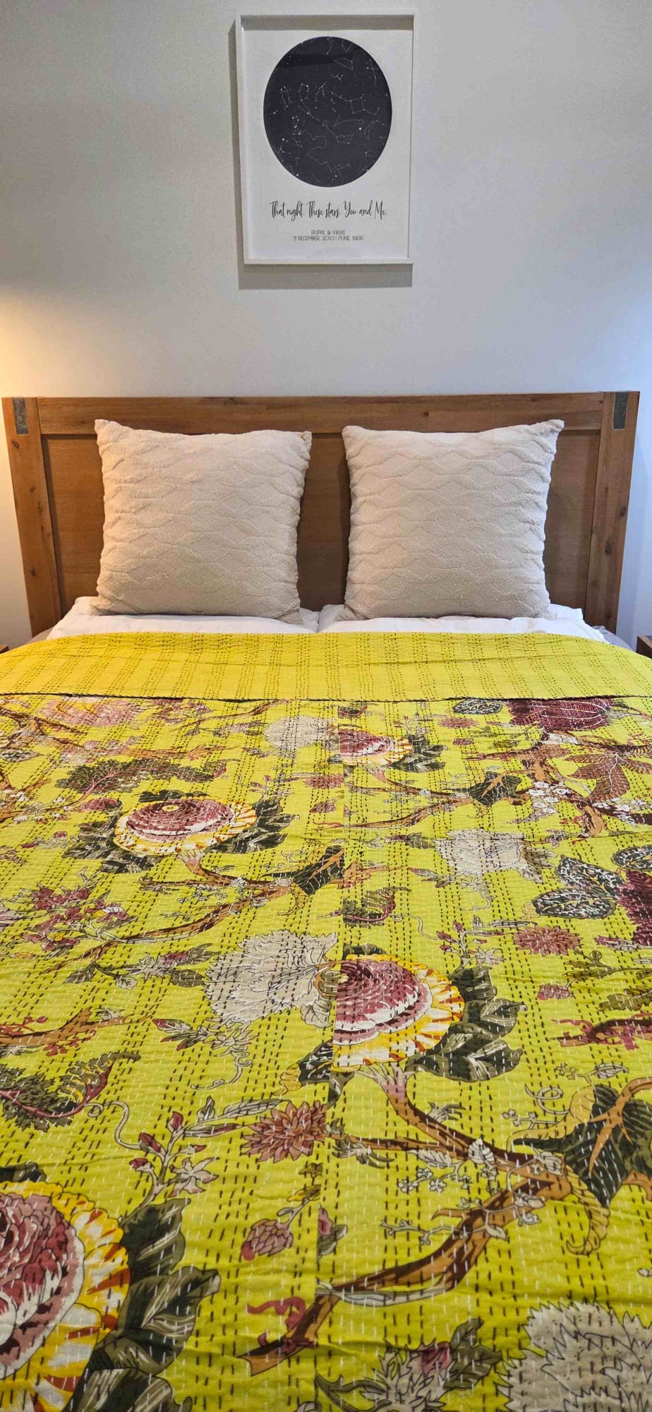 Lemon Blossom ~ Kantha Bedspread ~ Queen | King