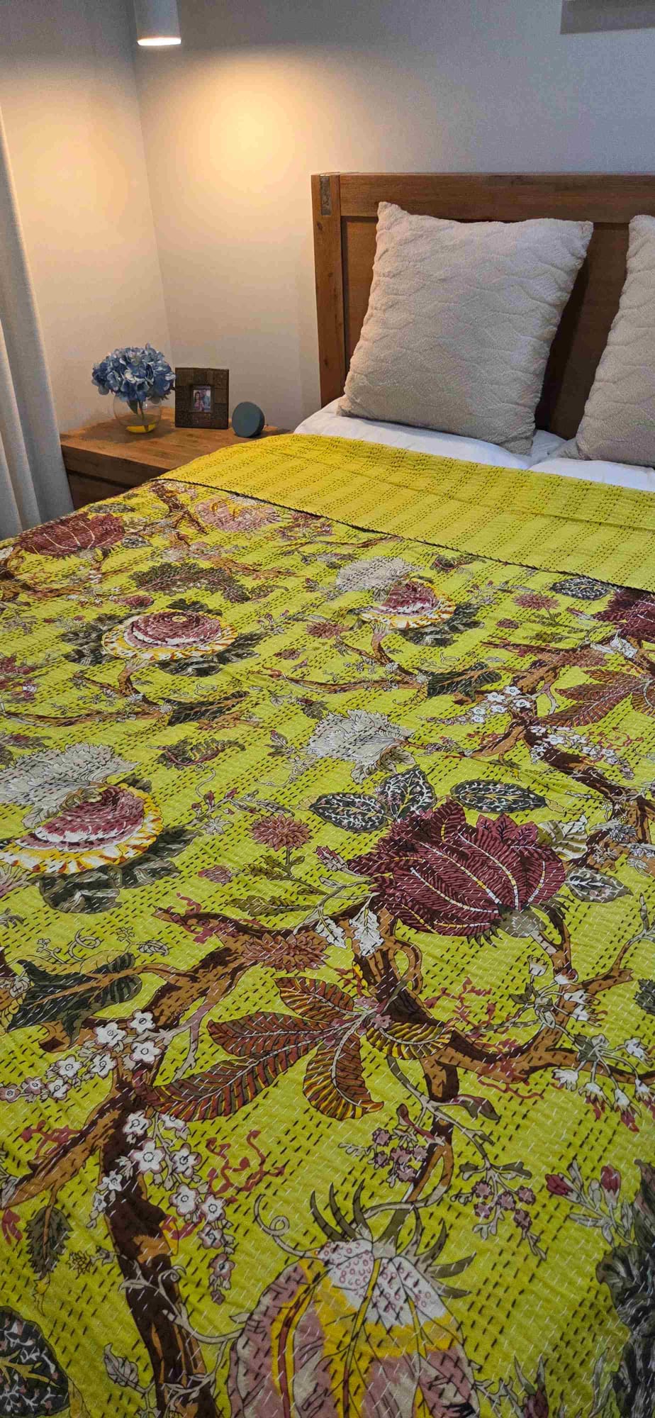 Lemon Blossom ~ Kantha Bedspread ~ Queen | King