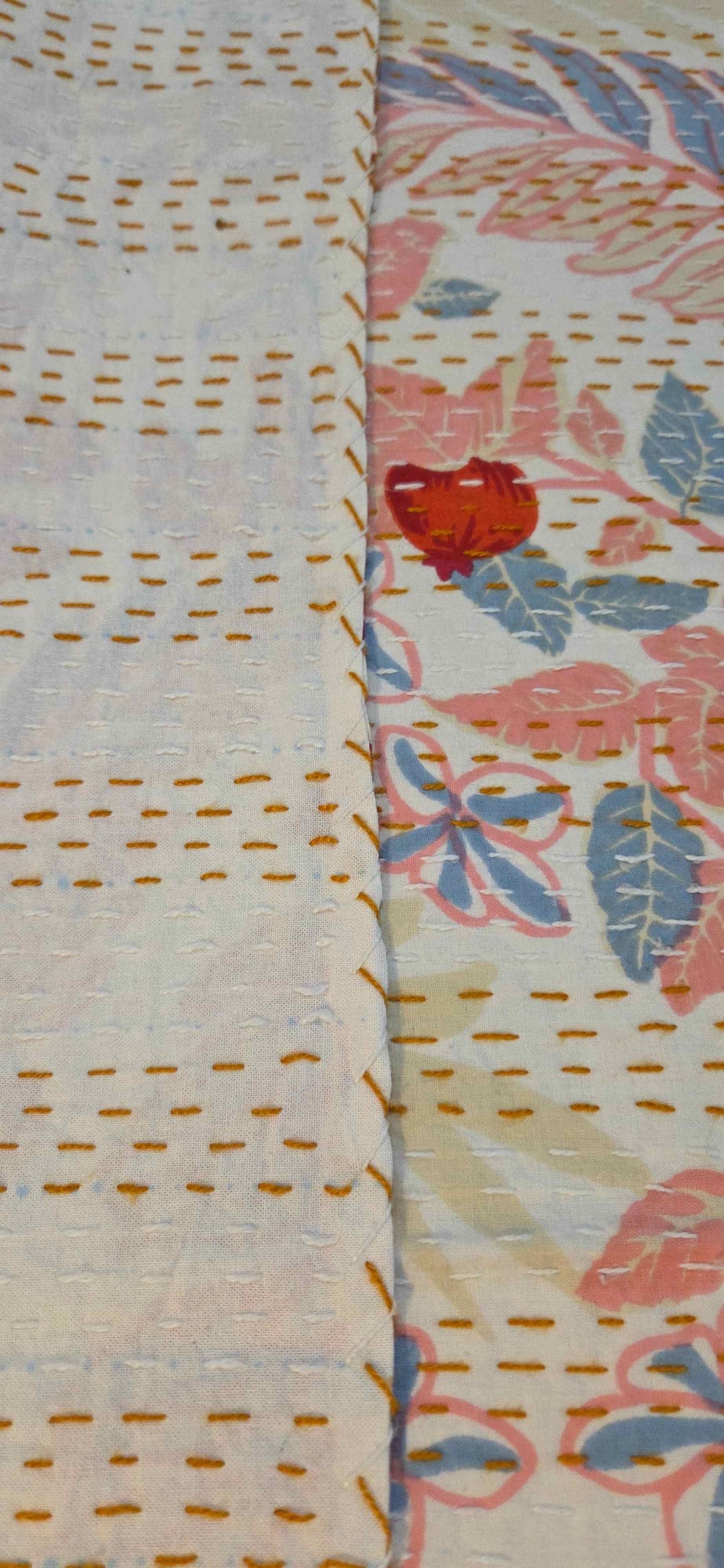 Pastel Bloom ~ Kantha Bedspread ~ Queen | King