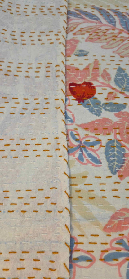 Pastel Bloom ~ Kantha Bedspread ~ Queen | King