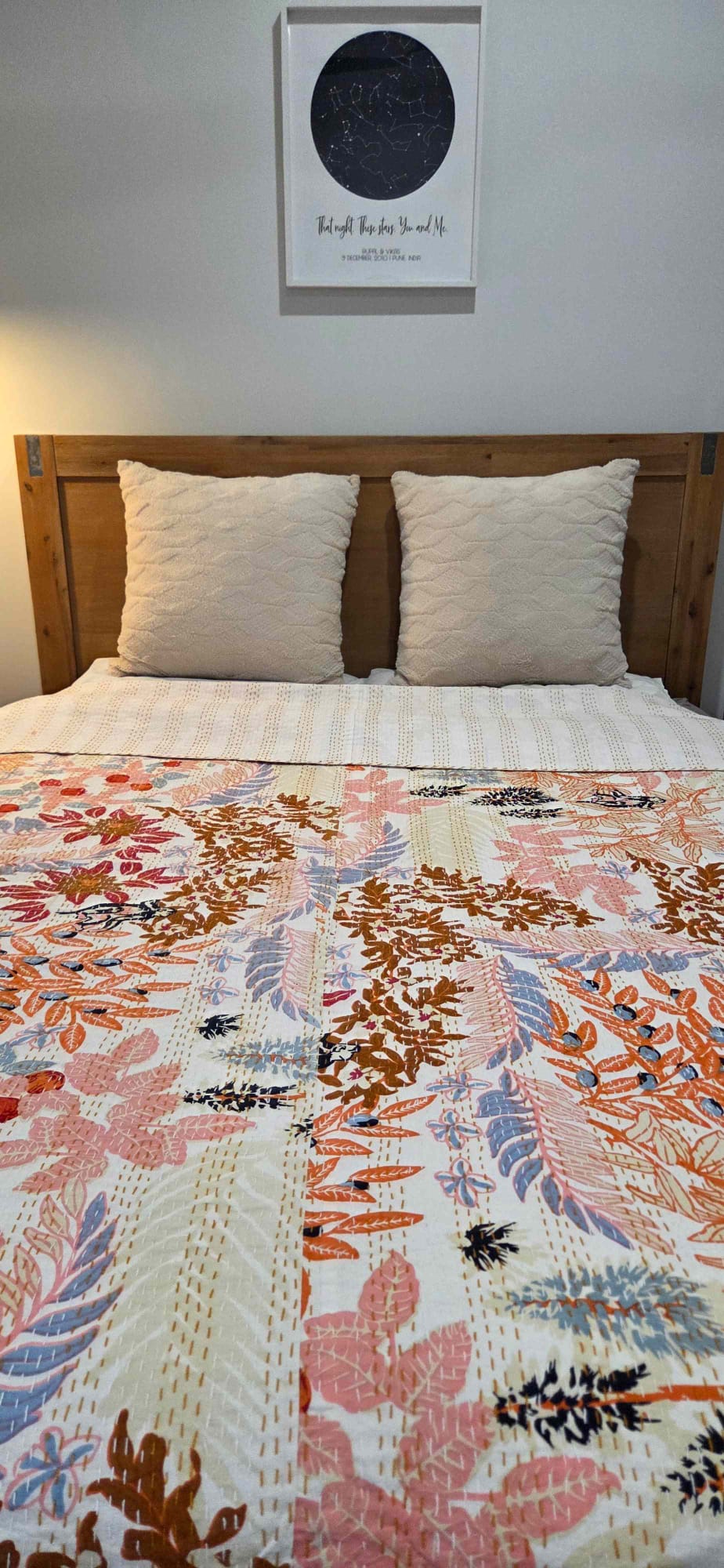 Pastel Bloom ~ Kantha Bedspread ~ Queen | King