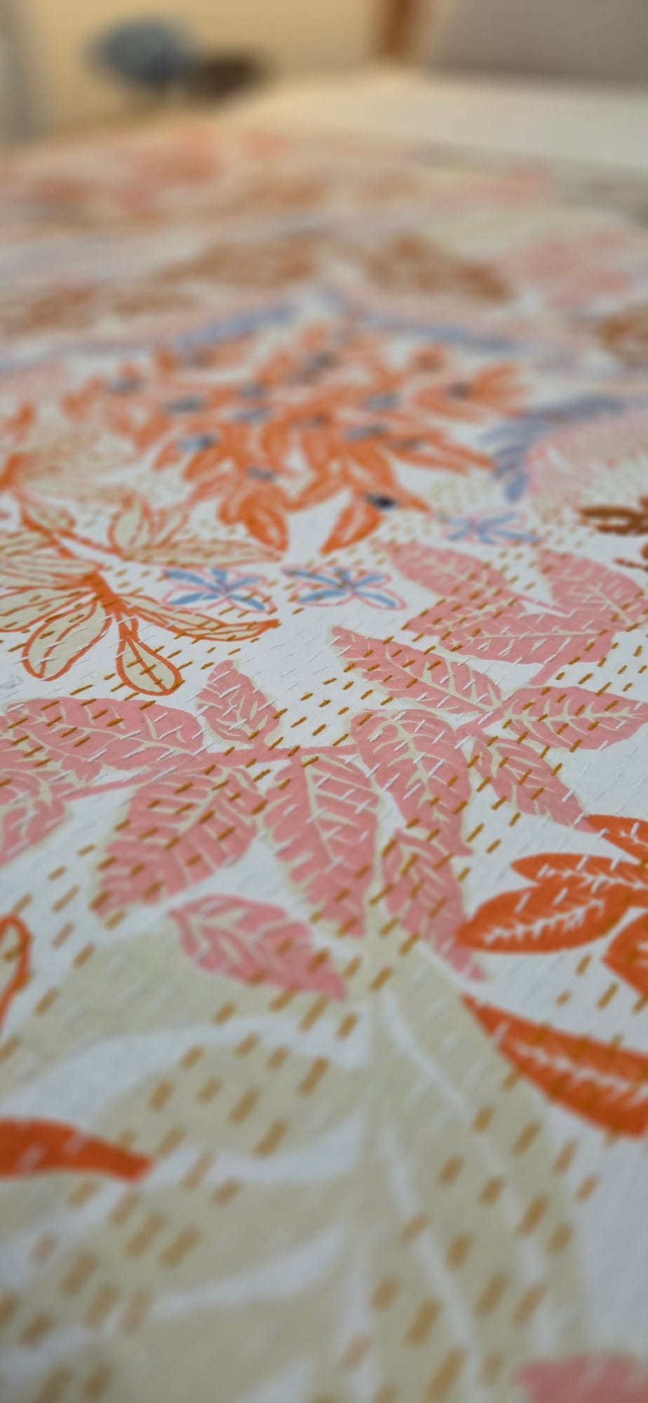 Pastel Bloom ~ Kantha Bedspread ~ Queen | King