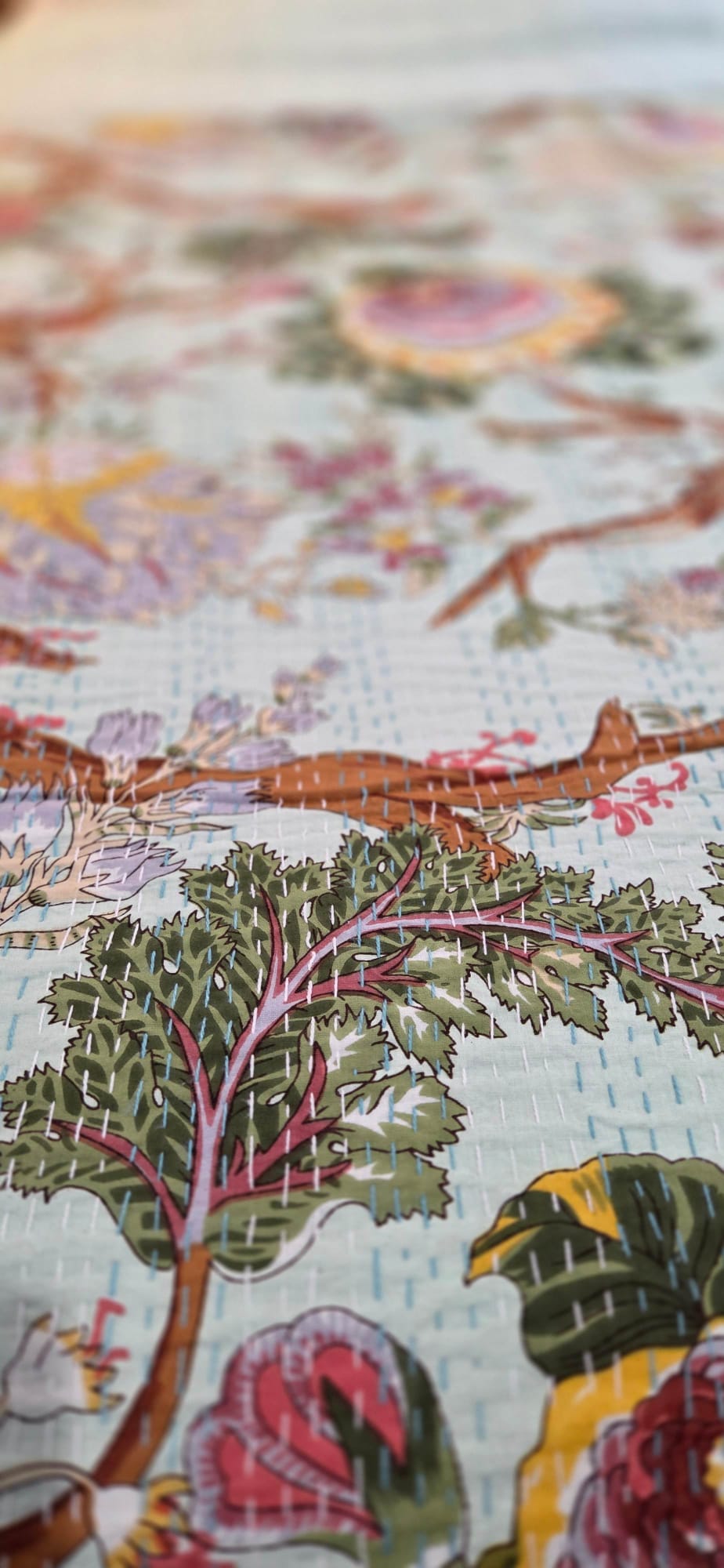 Pistachio ~ Kantha Bedspread ~ Queen | King