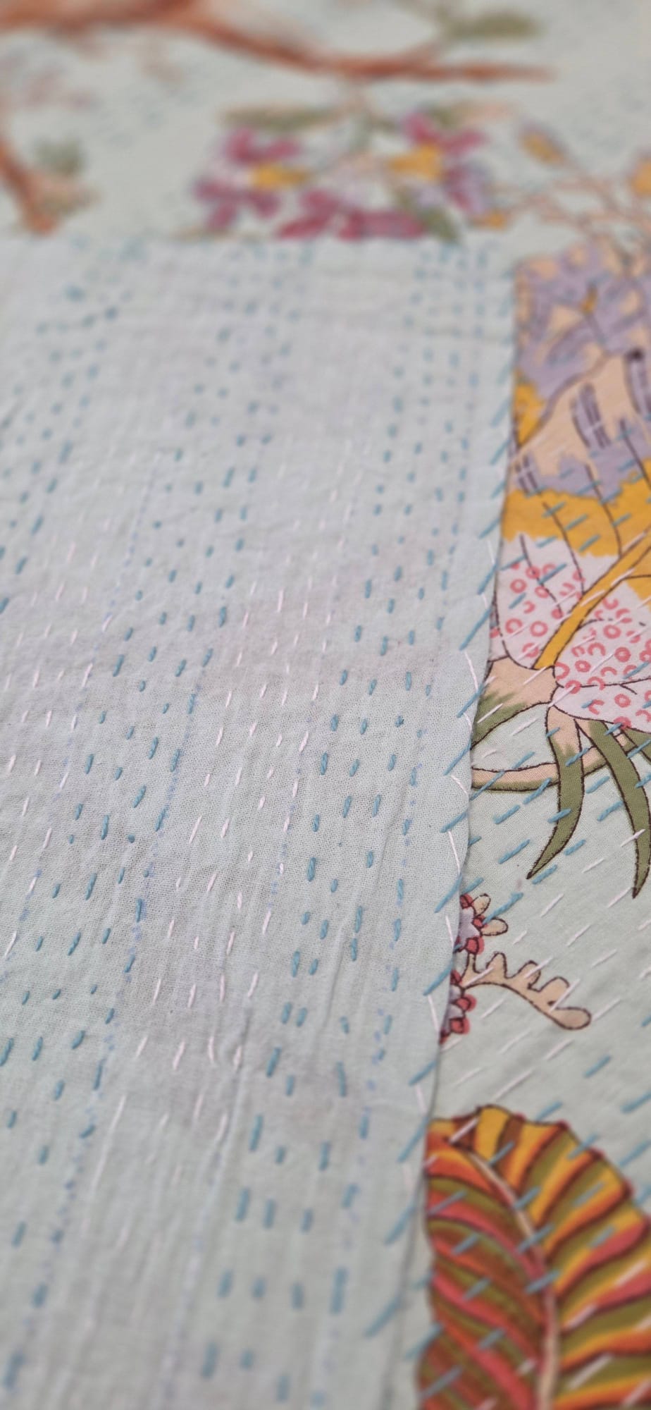 Pistachio ~ Kantha Bedspread ~ Queen | King