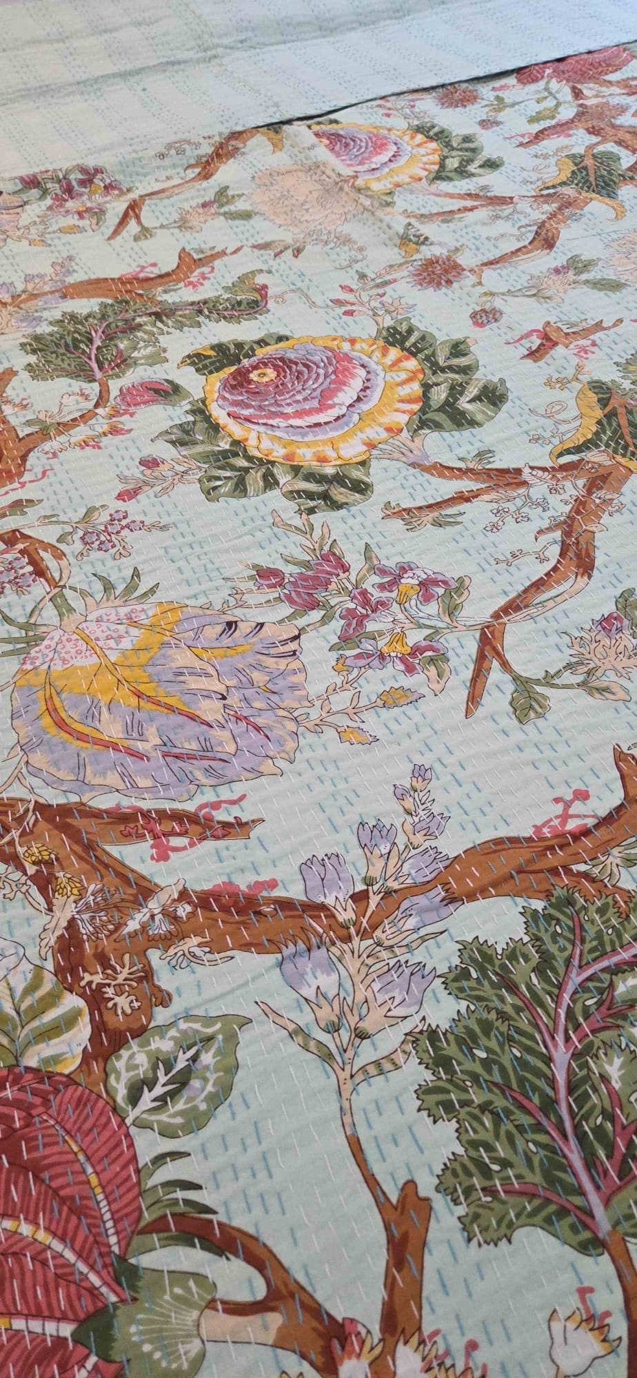 Pistachio ~ Kantha Bedspread ~ Queen | King