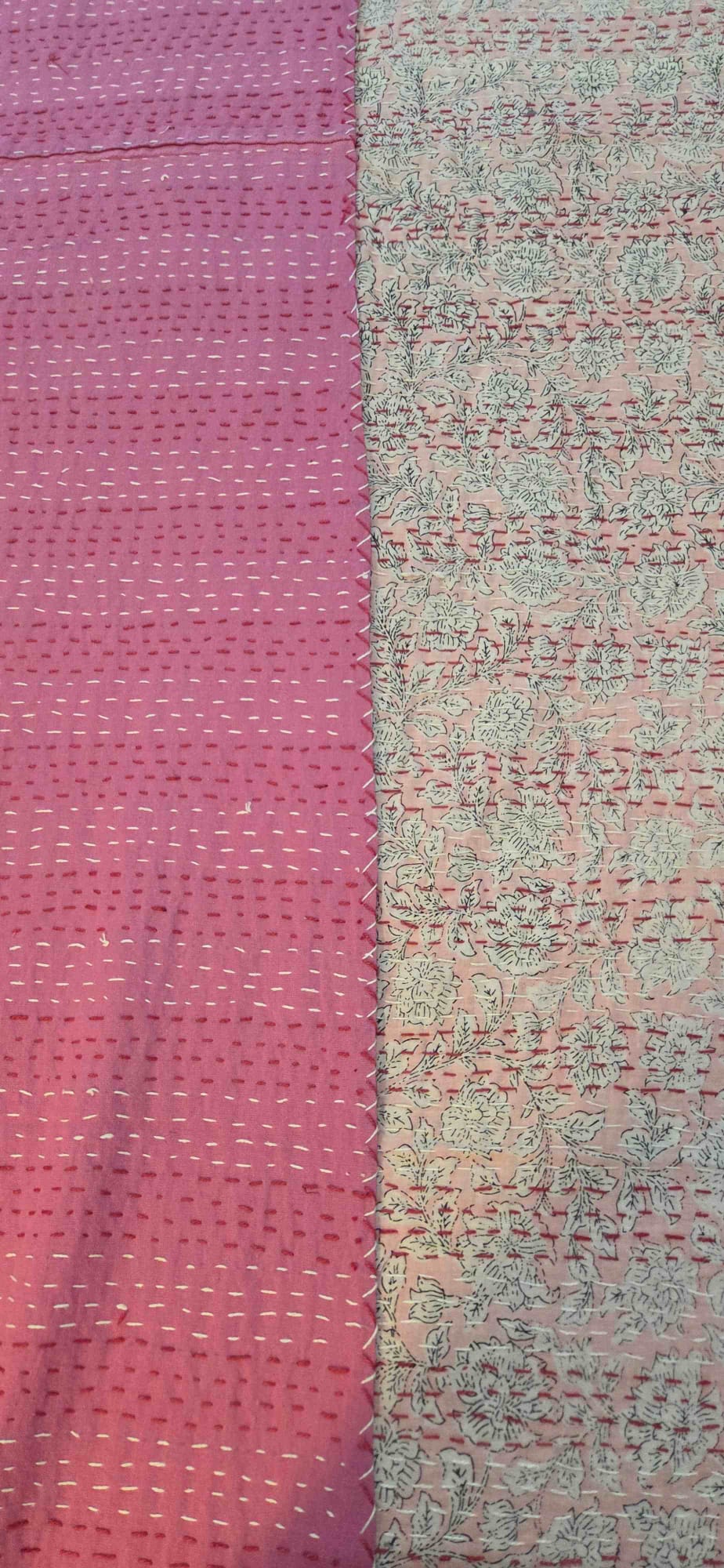 Rose Cotton ~ Kantha Bedspread ~ Queen | King