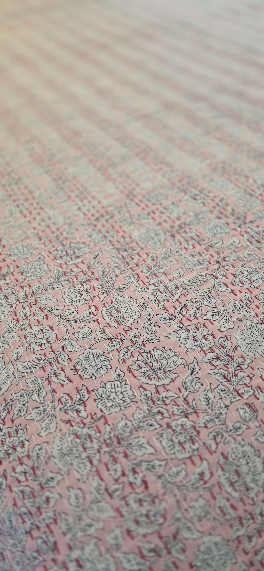 Rose Cotton ~ Kantha Bedspread ~ Queen | King