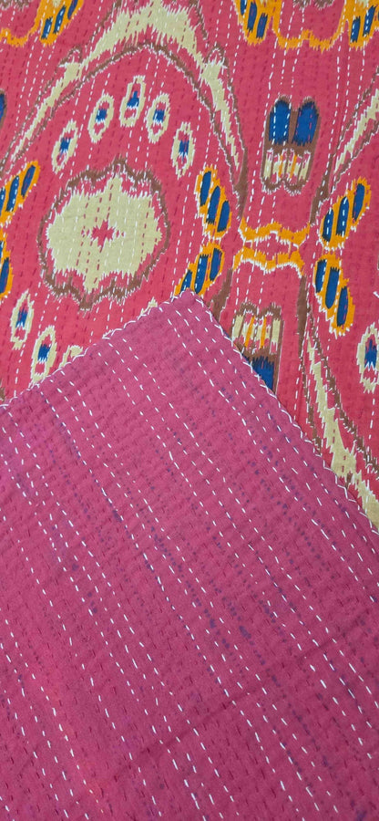 Ruby Blush ~ Kantha Bedspread ~ Queen | King
